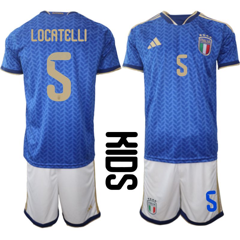 Youth 2026 World Cup National Team Italy home blue #5 Soccer Jersey